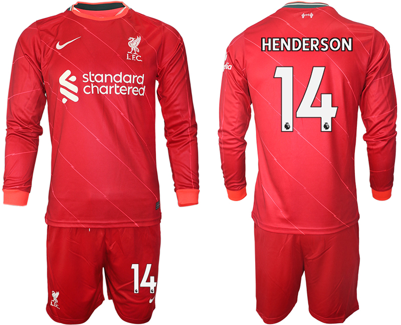 Men 2021-2022 Club Liverpool home red Long Sleeve #14 Soccer Jersey